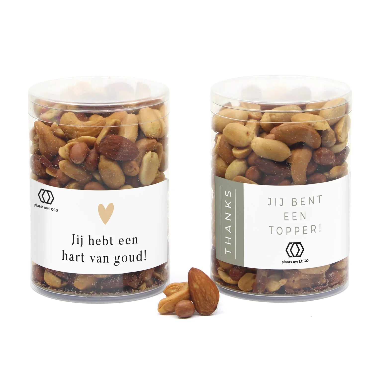 Koker met verse notenmix en eigen etiket - Zakelijk