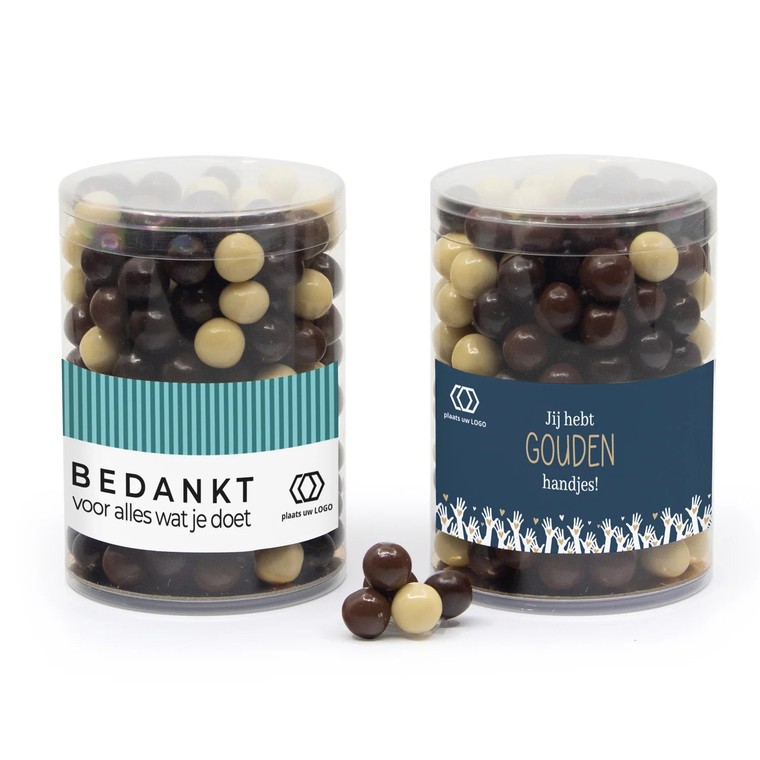 Koker met snoepjes en eigen etiket - Zakelijk
