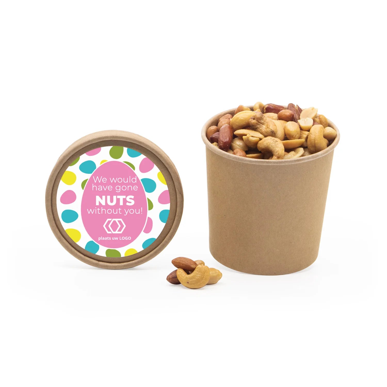 Kraftbeker met nootjes en eigen etiket - Pasen - Bedankjes.nl