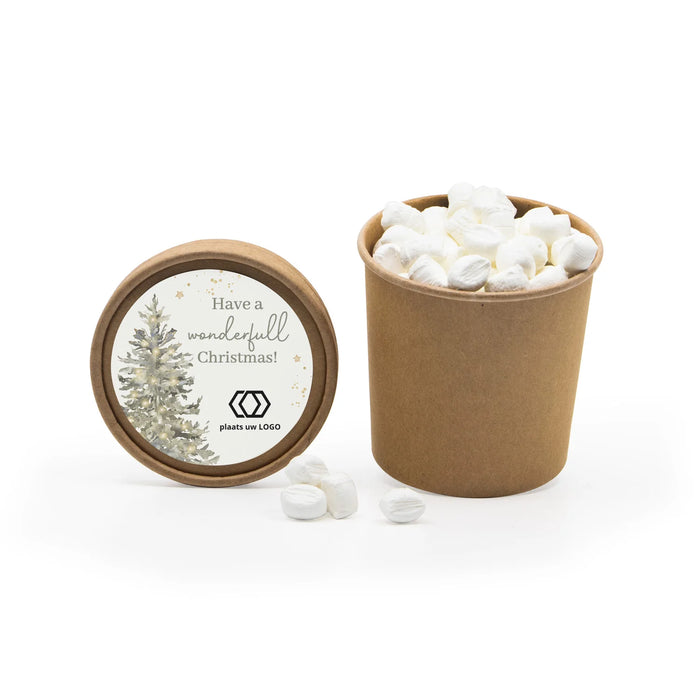 Kraftbeker met snoepjes en eigen etiket - Kerst
