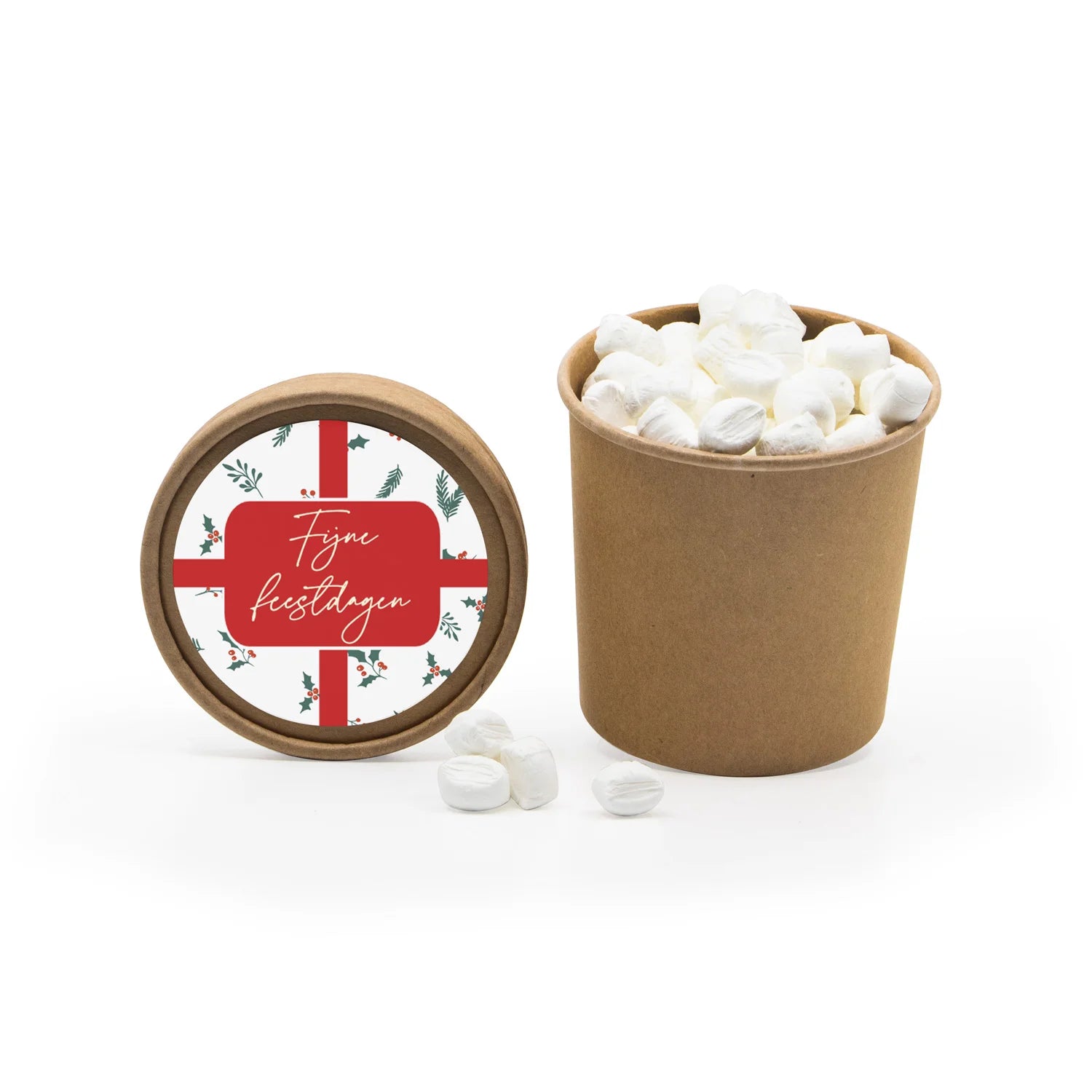 Kraftbeker met snoepjes en eigen etiket - Kerst - Bedankjes.nl