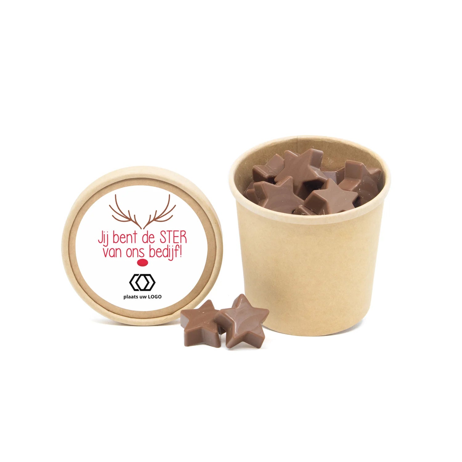 Kraftbeker met chocolade sterren - Kerst - Bedankjes.nl
