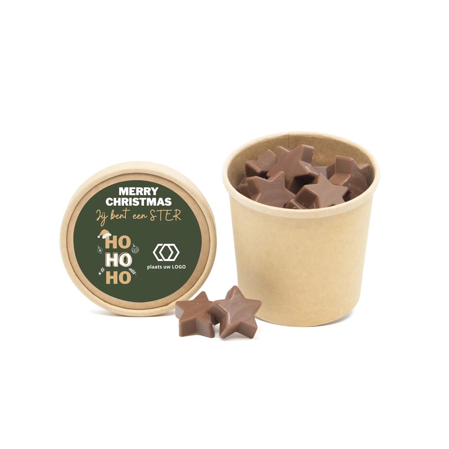 Kraftbeker met chocolade sterren - Kerst - Bedankjes.nl