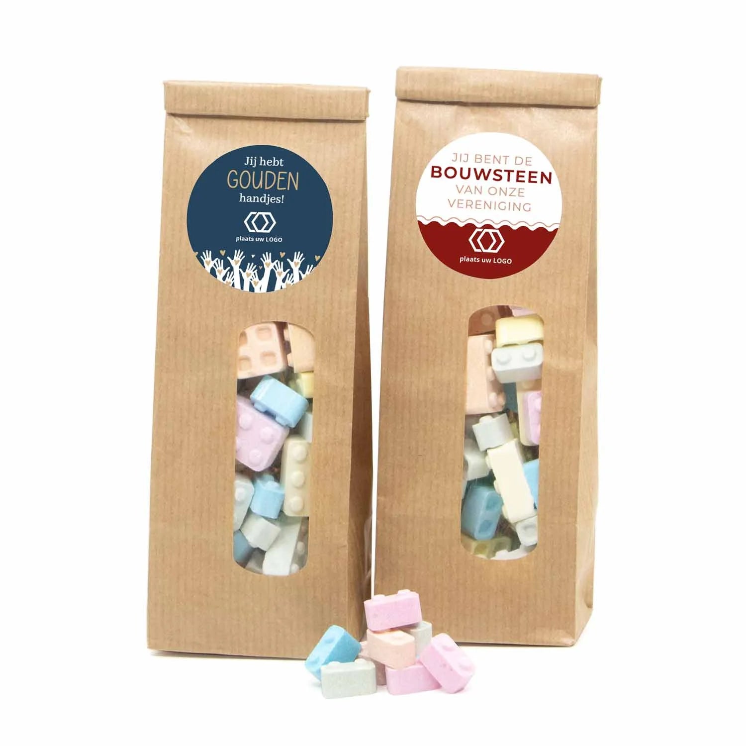 Kraftzakje met bouwsteentjes - Vrijwilliger - Bedankjes.nl