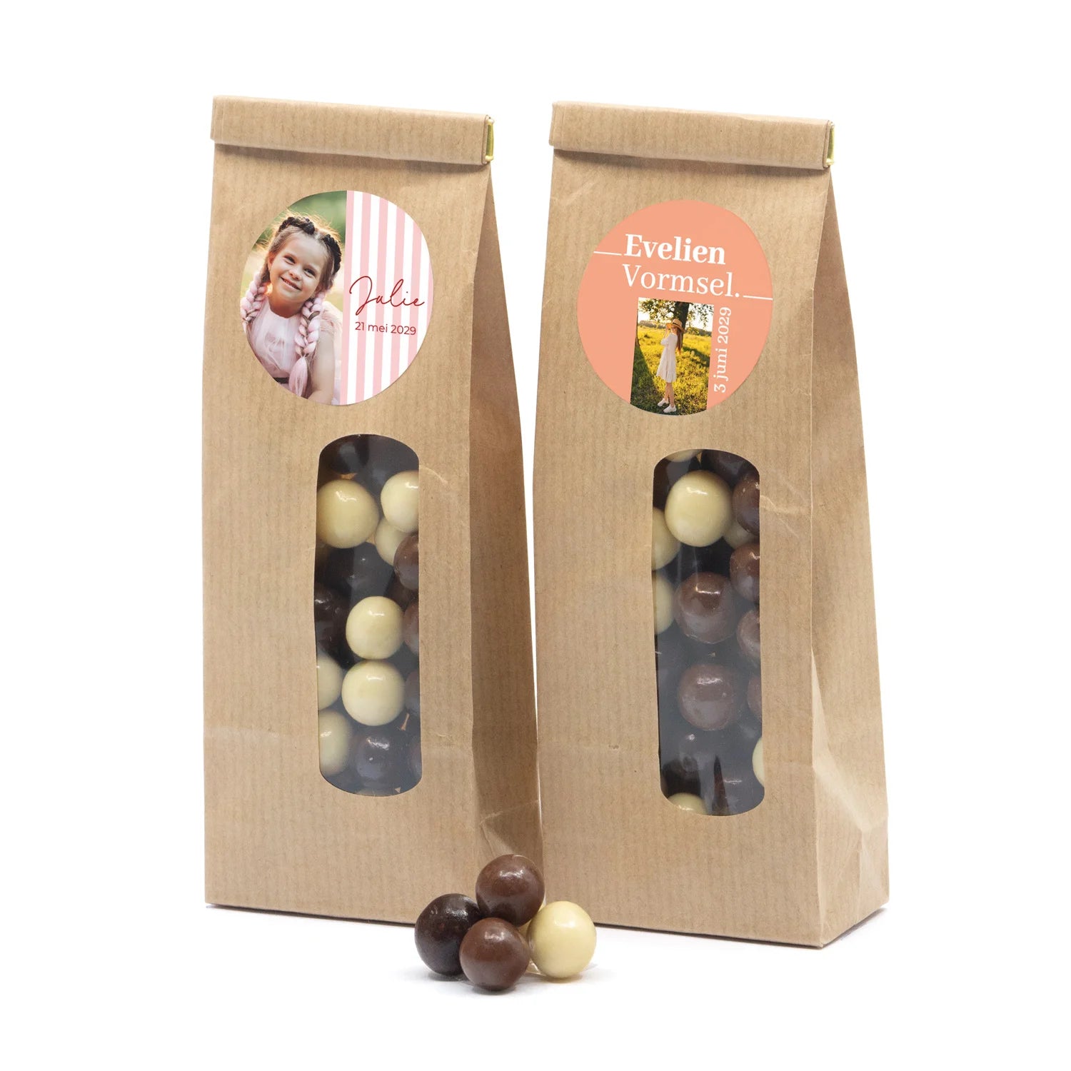 Kraftzakje met chocolade - Communie meisjes