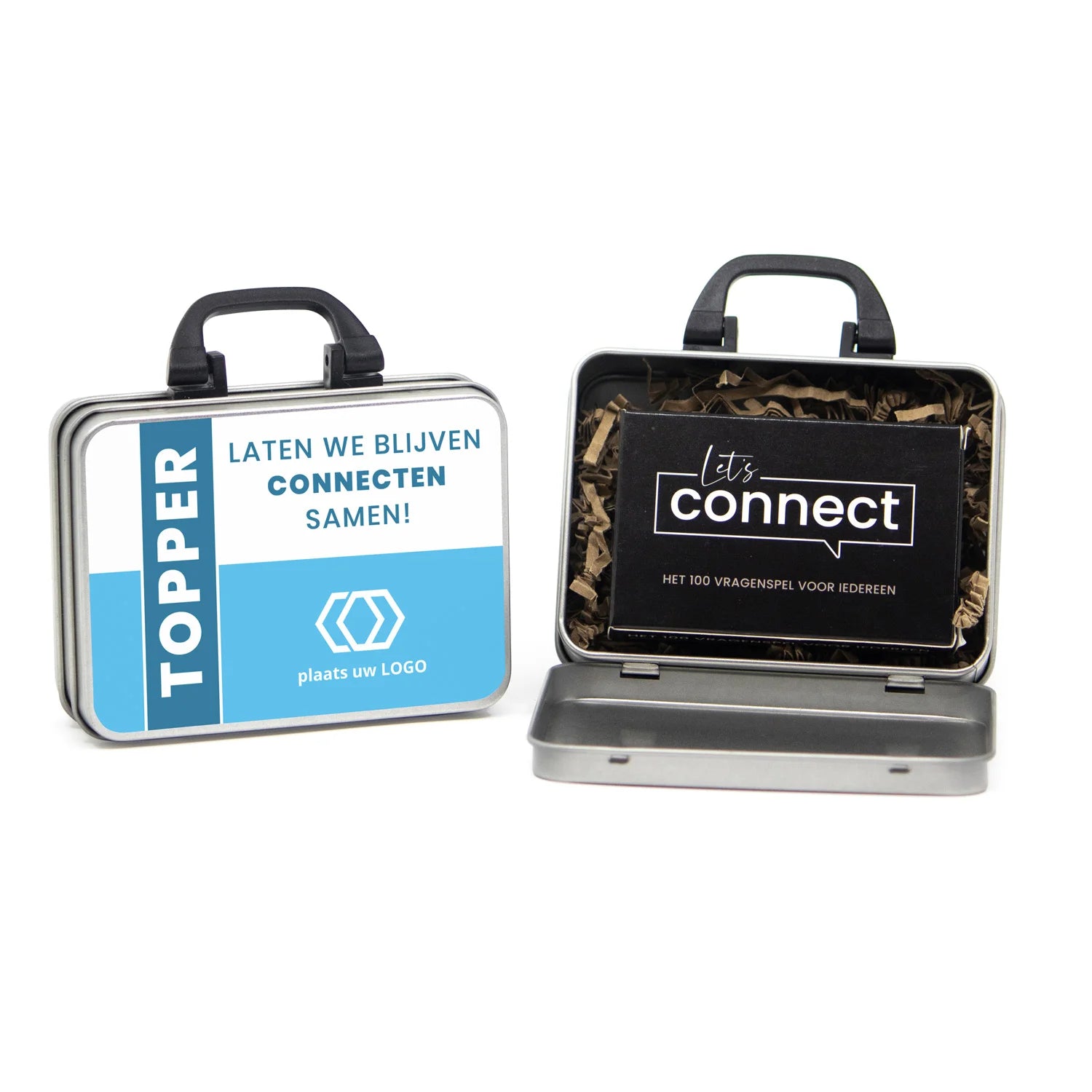 Koffertje met Let's Connect vragen spel - Zakelijk - Bedankjes.nl