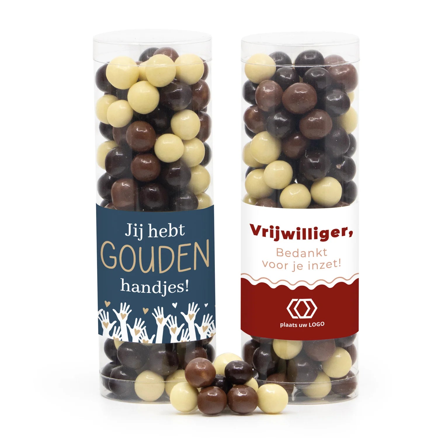 Koker met snoepjes en eigen etiket - Vrijwilliger