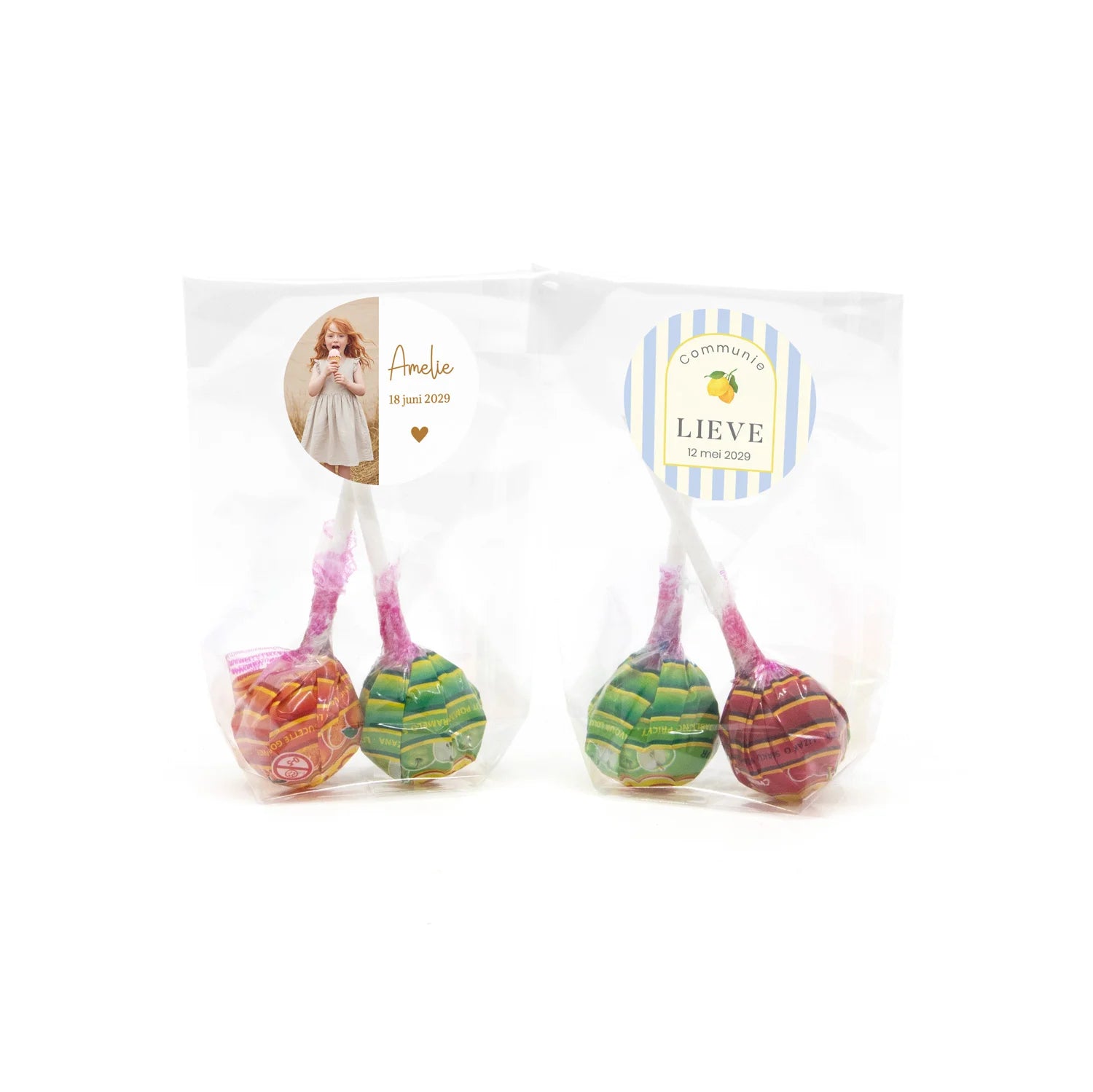 Zakje met 2 Chupa Chups Lolly's - Communie meisje