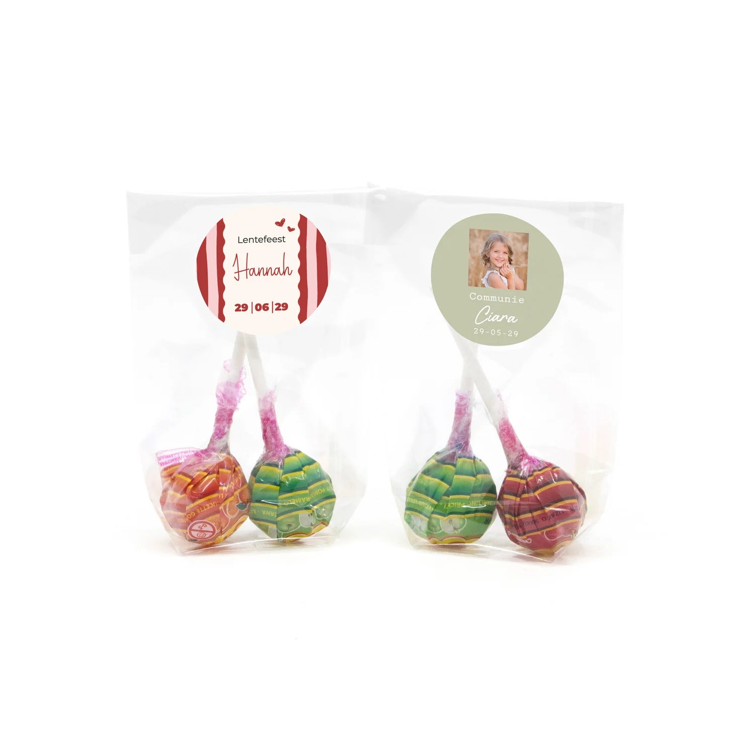 Zakje met 2 Chupa Chups Lolly's - Communie meisje