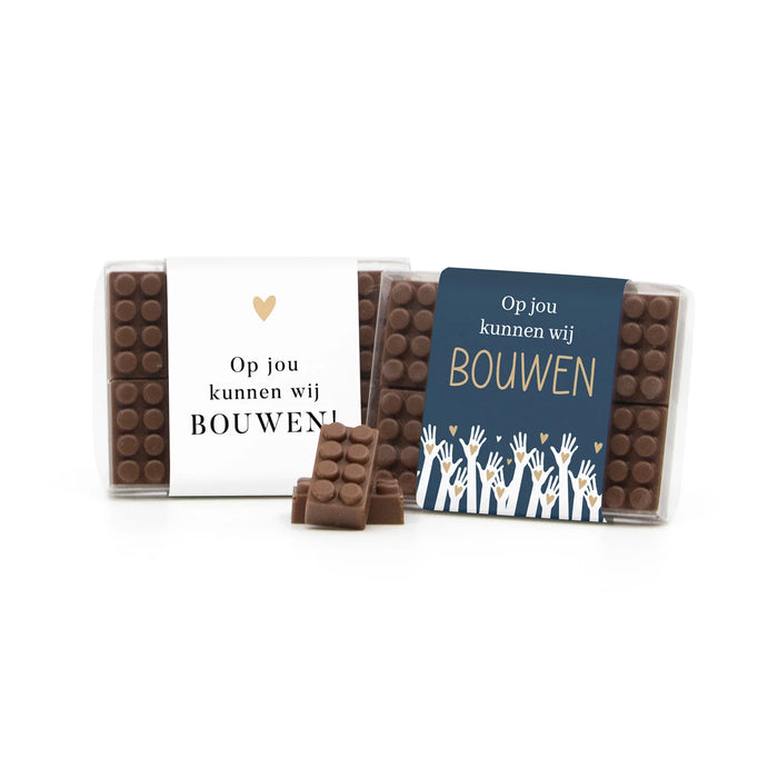 Chocolade bouwstenen met eigen sleeve - Verpleging