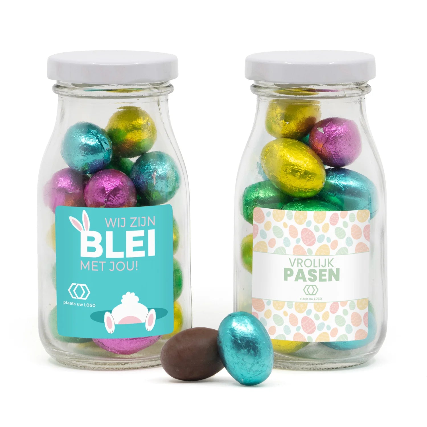 Glazen melkflesje met paaseitjes - Pasen - Bedankjes.nl