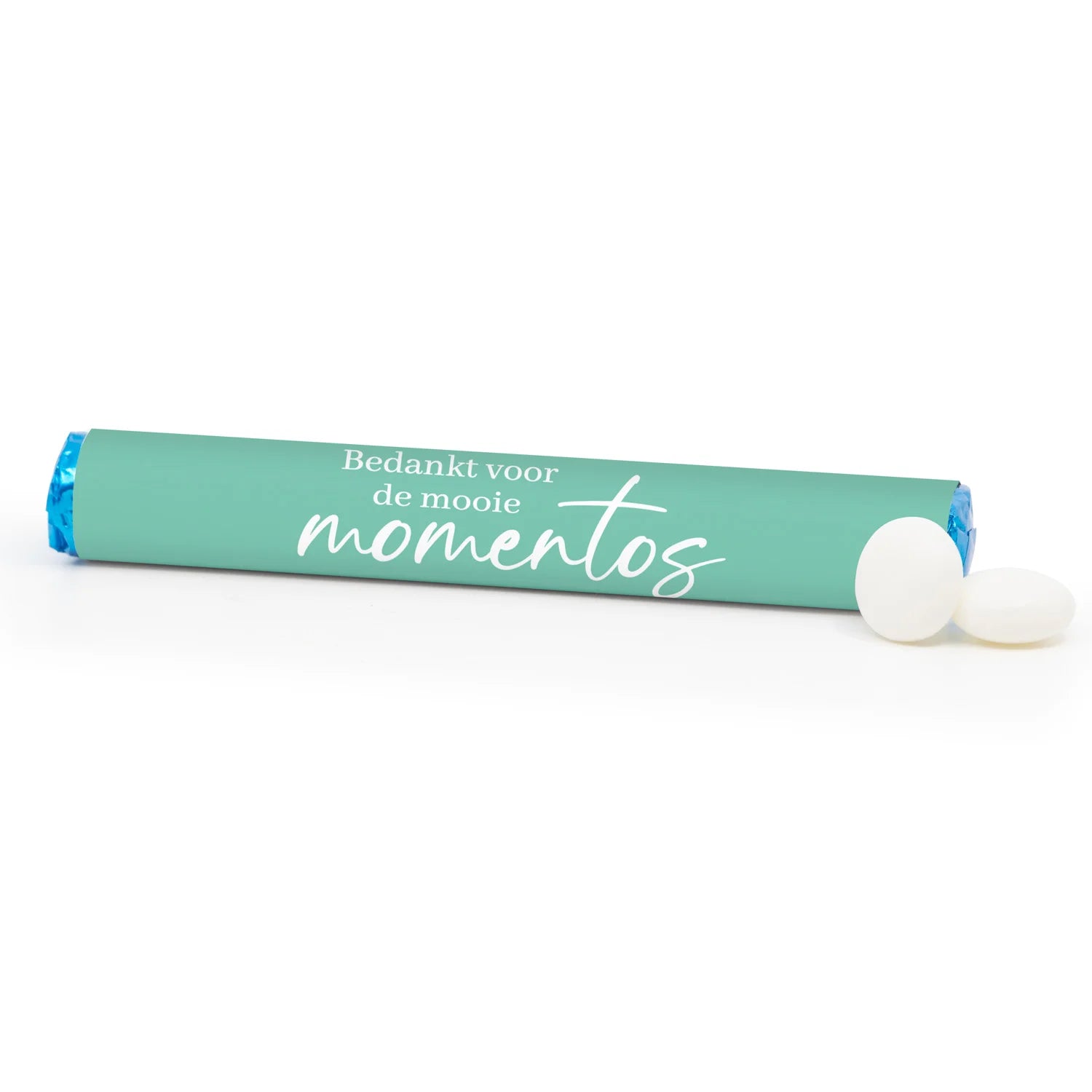 Mooie (mo)MENTOS rol met eigen etiket - Collega - Bedankjes.nl