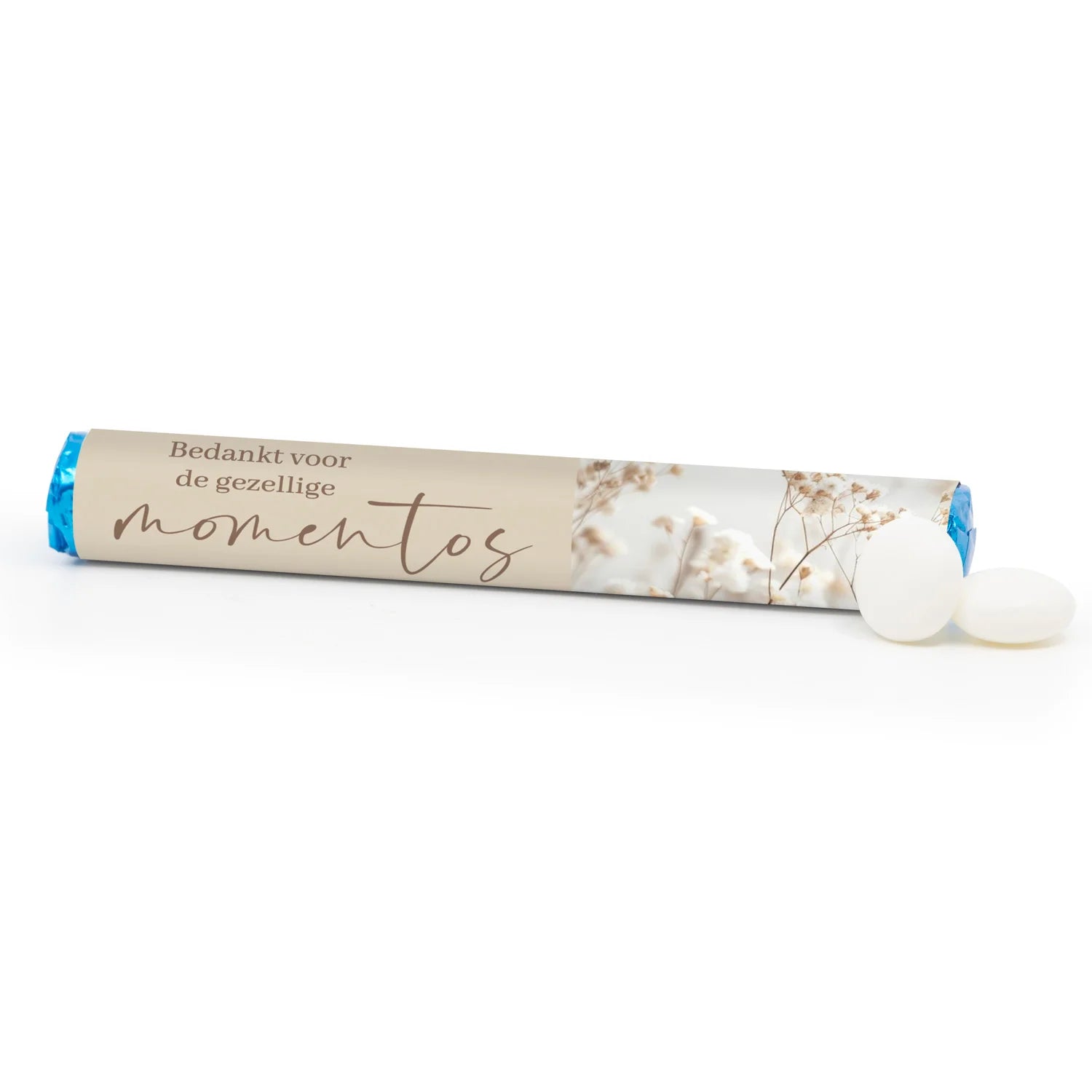 Mooie (mo)MENTOS rol met eigen etiket - Collega - Bedankjes.nl