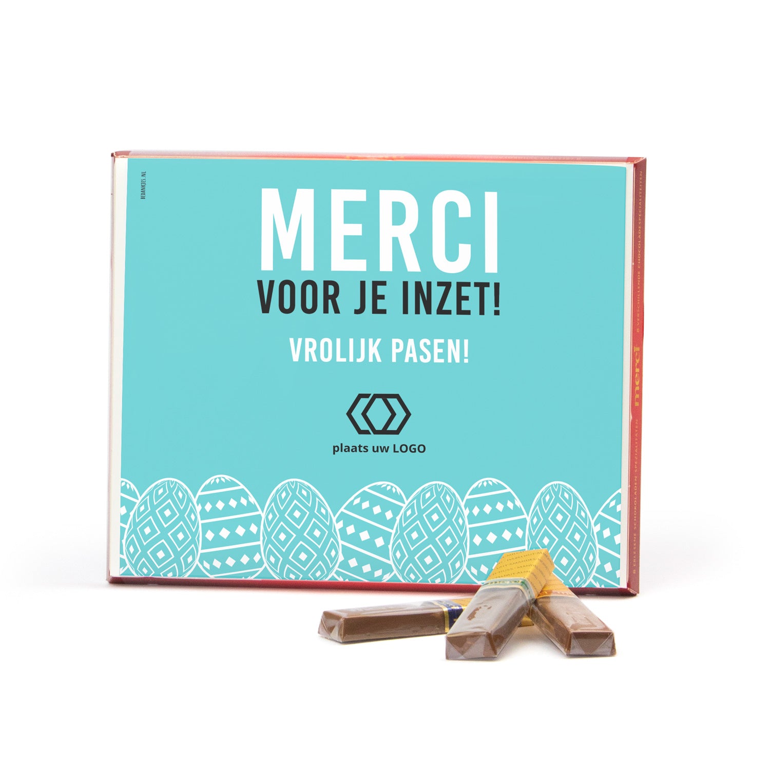 Merci met eigen inlay kaart 250 gram - Pasen - Bedankjes.nl