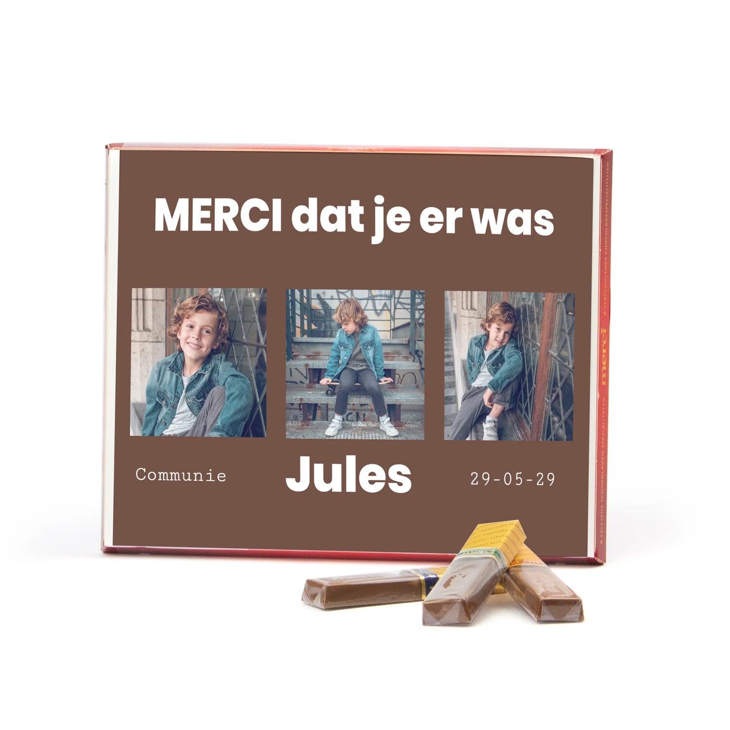 Merci met inlay 250 gram - Communie Jongens