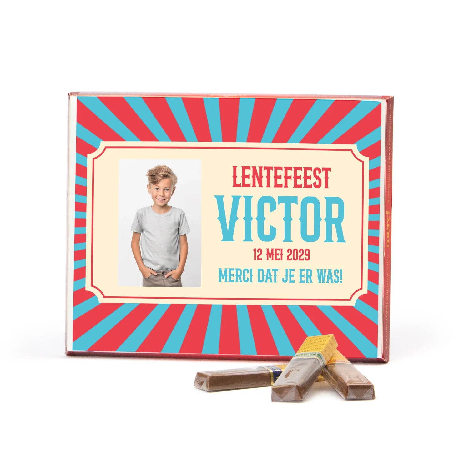 Merci met inlay 250 gram - Communie Jongens