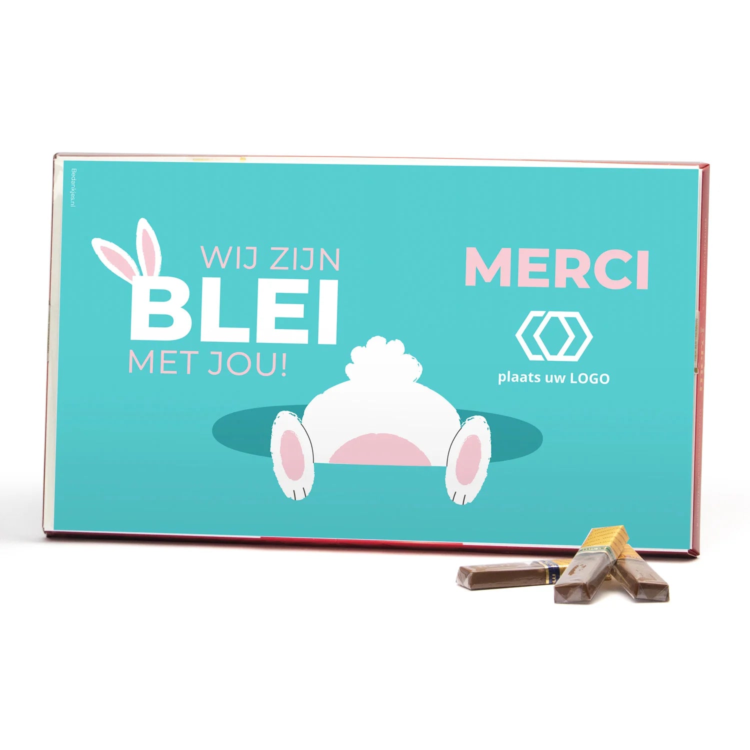 Merci met eigen inlay kaart 400 gram - Pasen - Bedankjes.nl