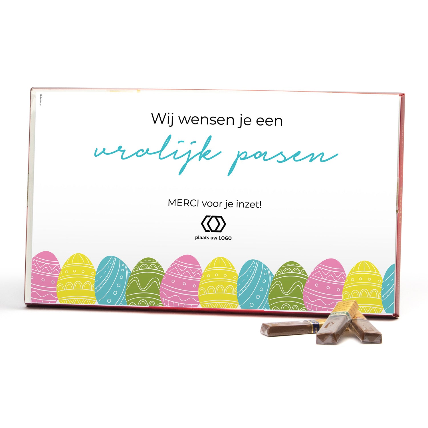 Merci met eigen inlay kaart 400 gram - Pasen - Bedankjes.nl