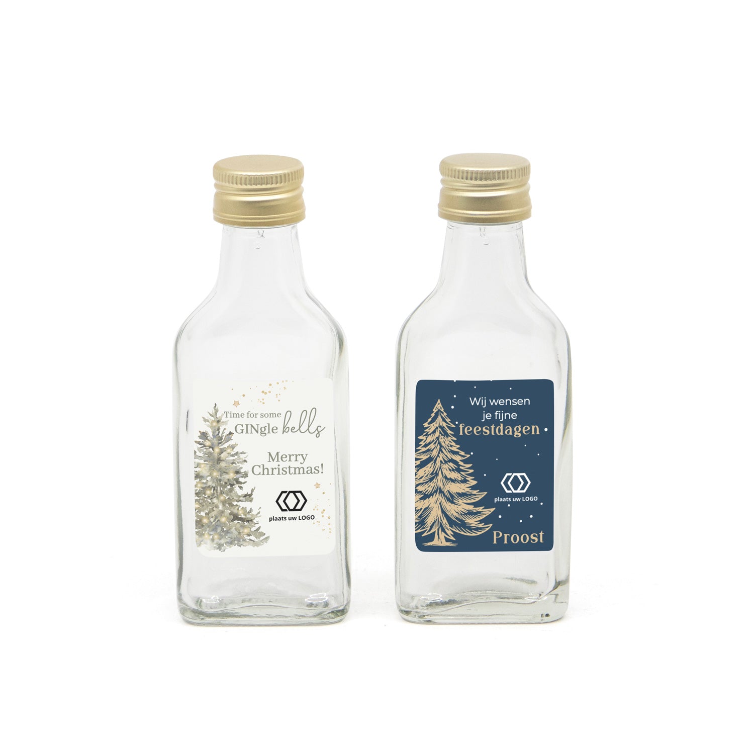 Glazen drank flesje(40cl) met eigen etiket- kerst - Bedankjes.nl