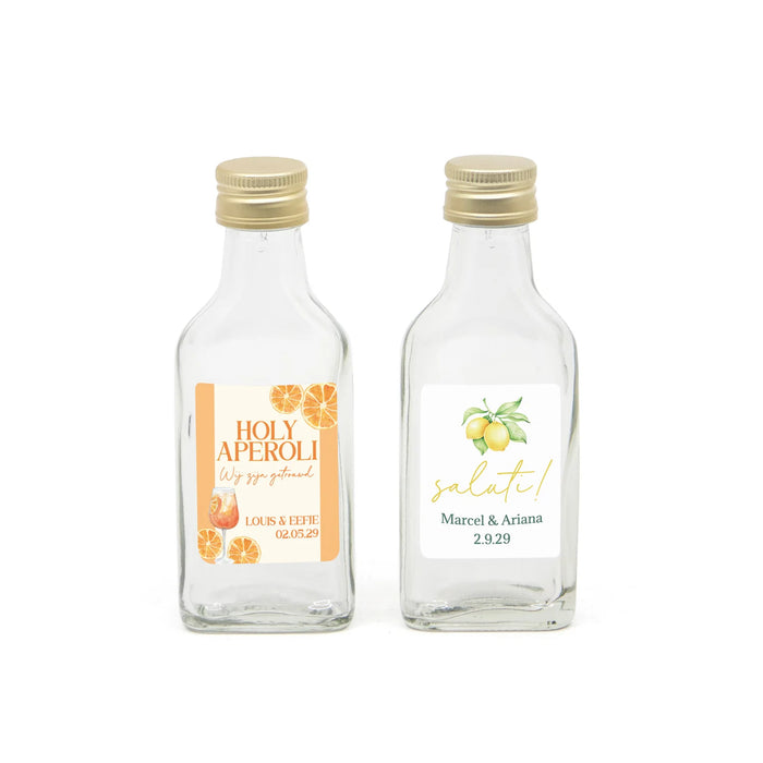 Glazen drank flesje(40cl) met eigen etiket- Trouwen