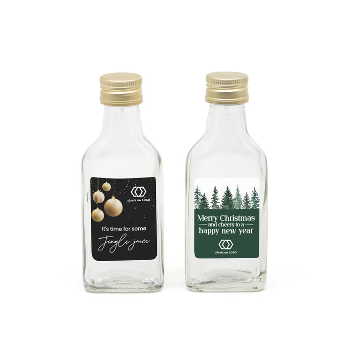 Glazen drank flesje(40cl) met eigen etiket- kerst