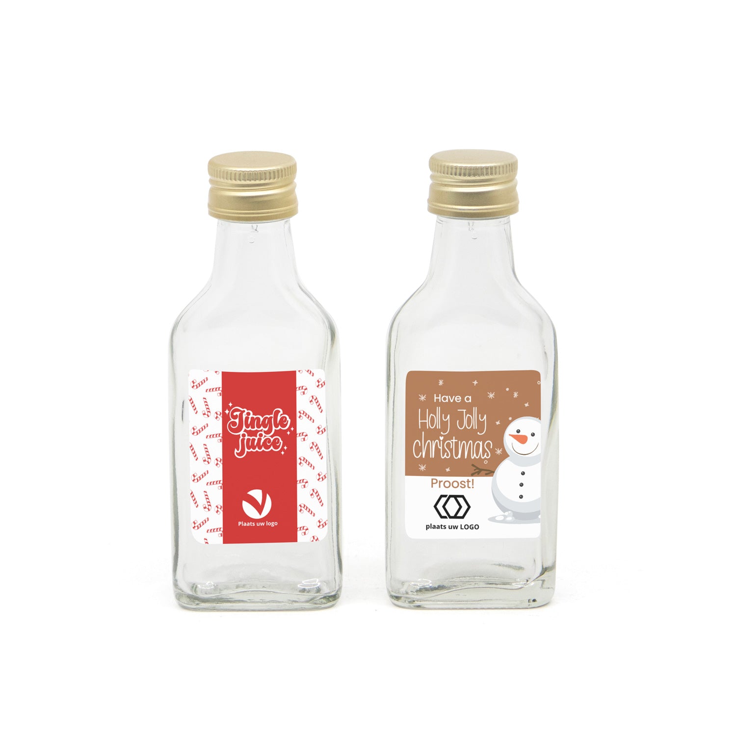 Glazen drank flesje(40cl) met eigen etiket- kerst - Bedankjes.nl