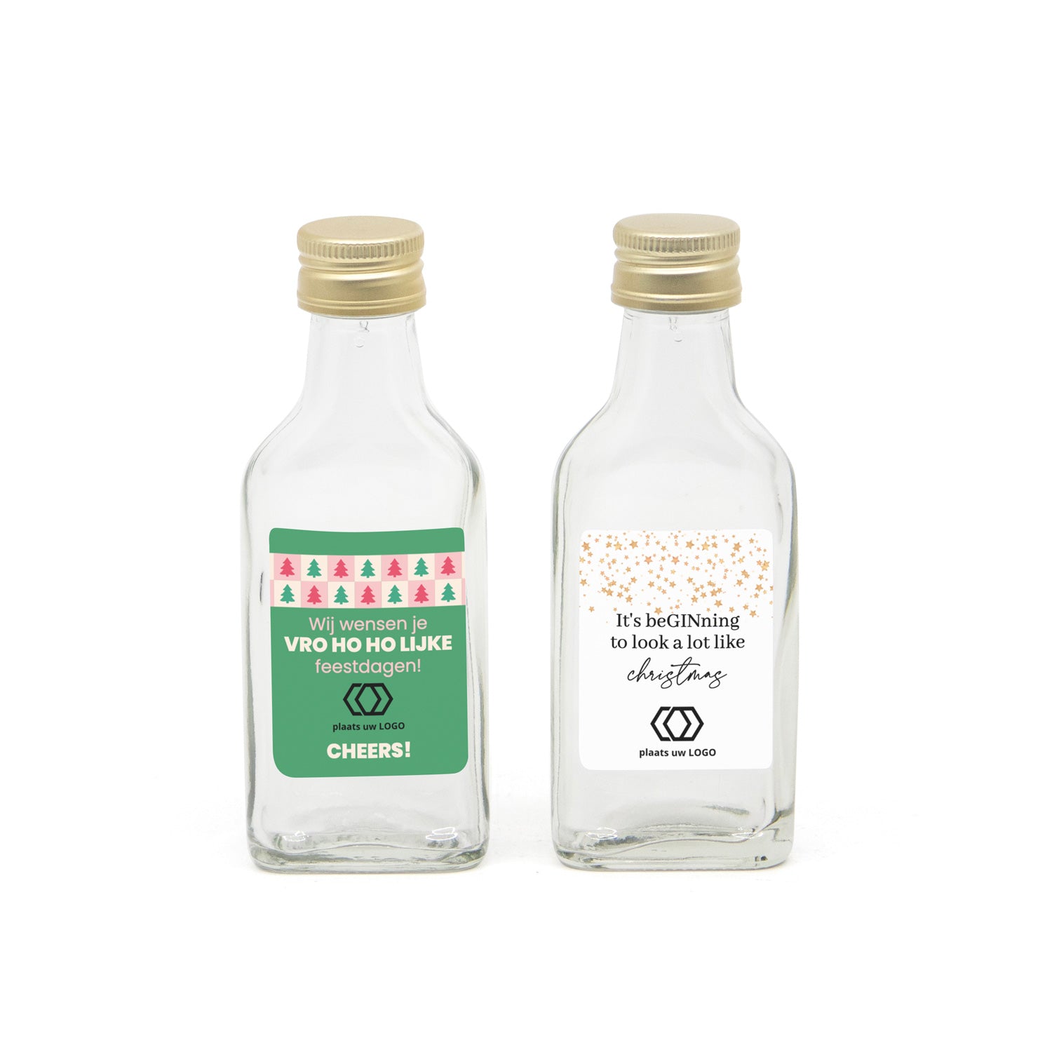 Glazen drank flesje(40cl) met eigen etiket- kerst - Bedankjes.nl