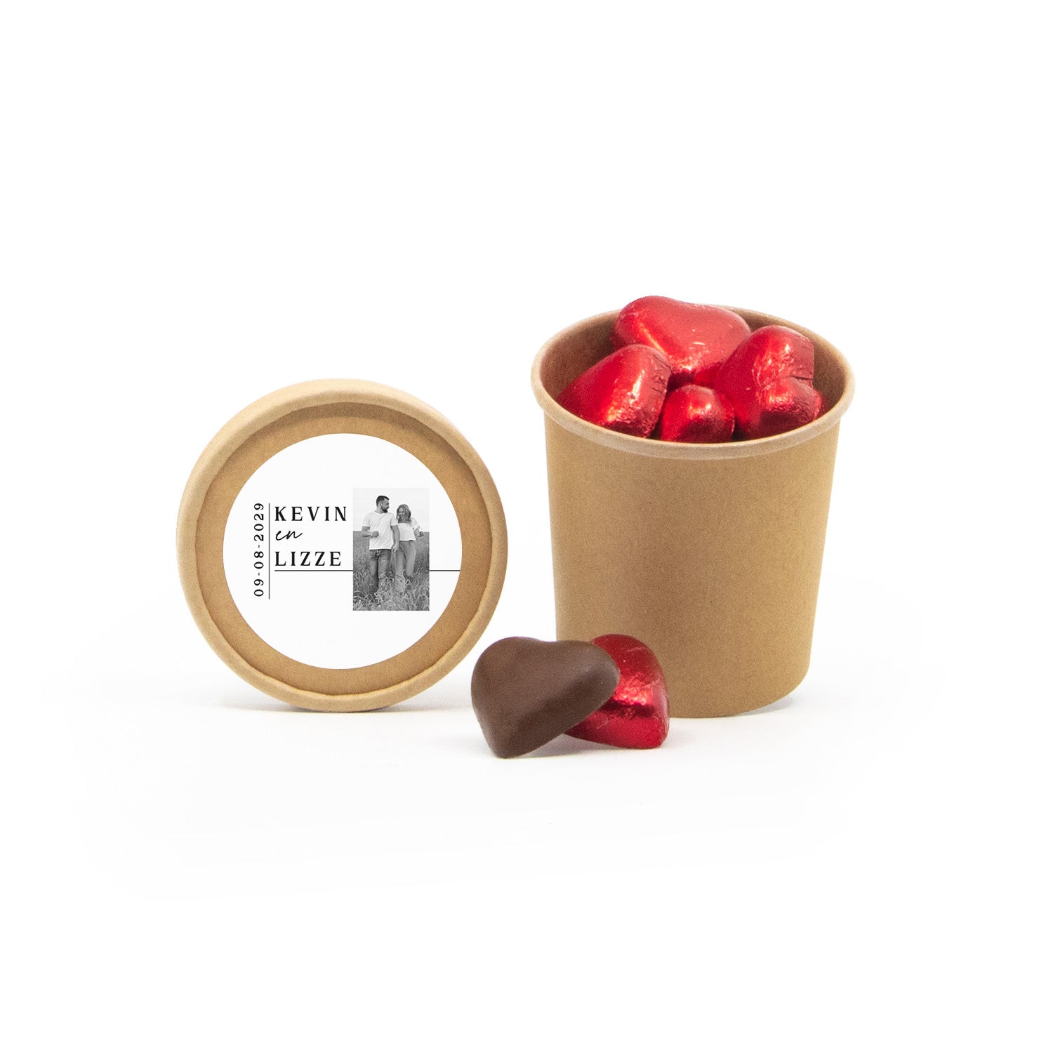 Bio kraftbekertje met Chocolade - Trouwen - Bedankjes.nl