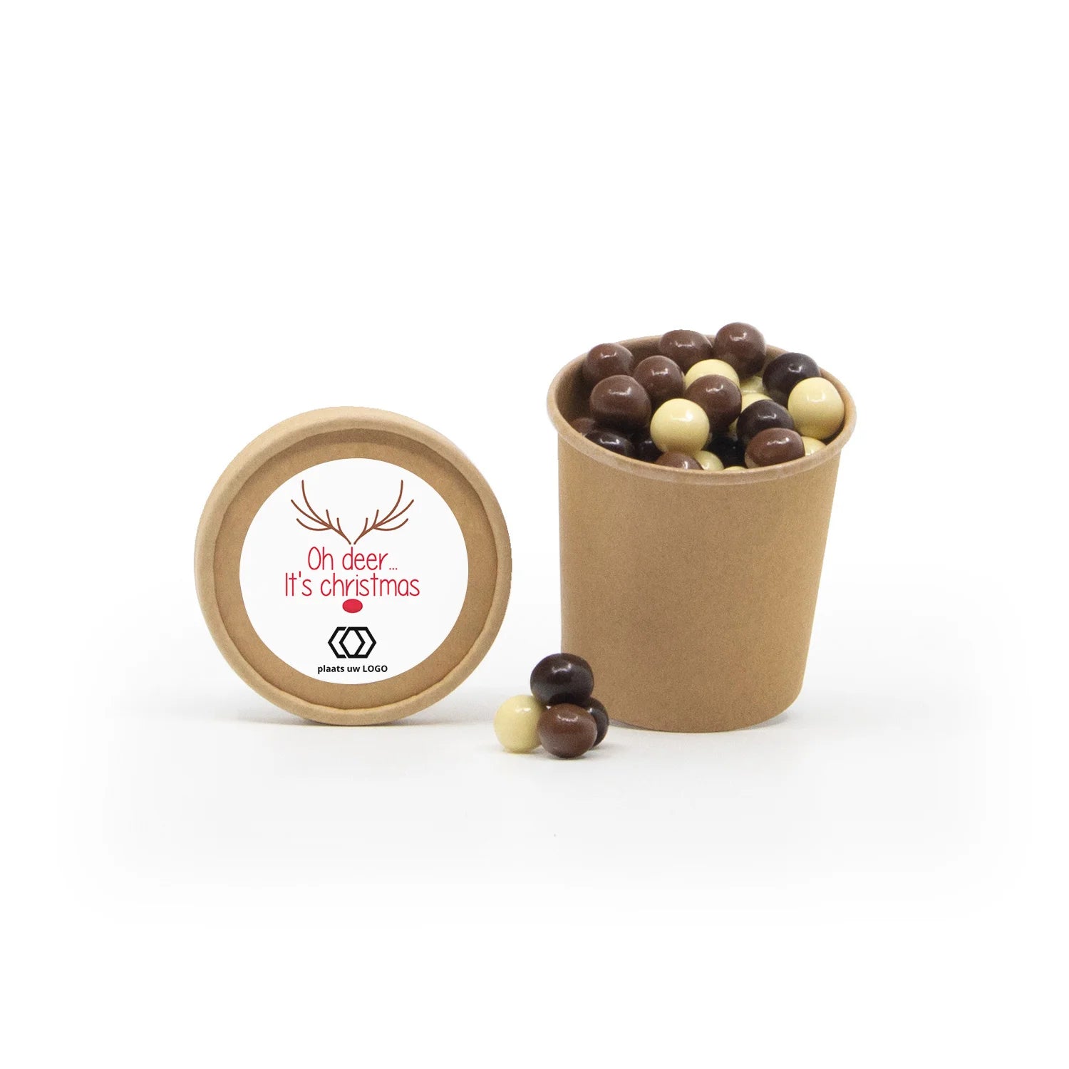 Bio kraftbekertje met Chocolade - Kerst - Bedankjes.nl