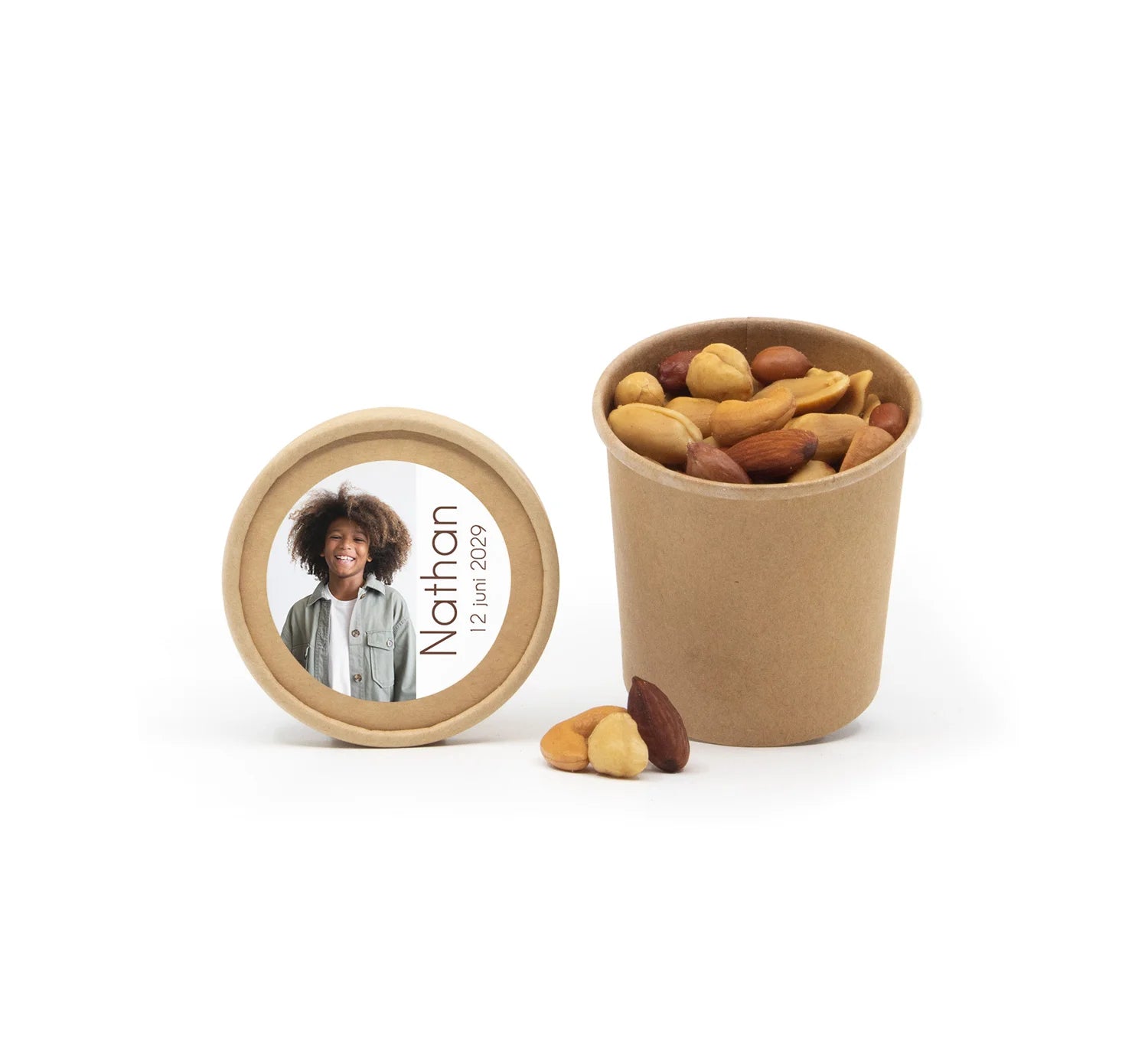 Bio kraftbekertje met verse noten - Communie jongens