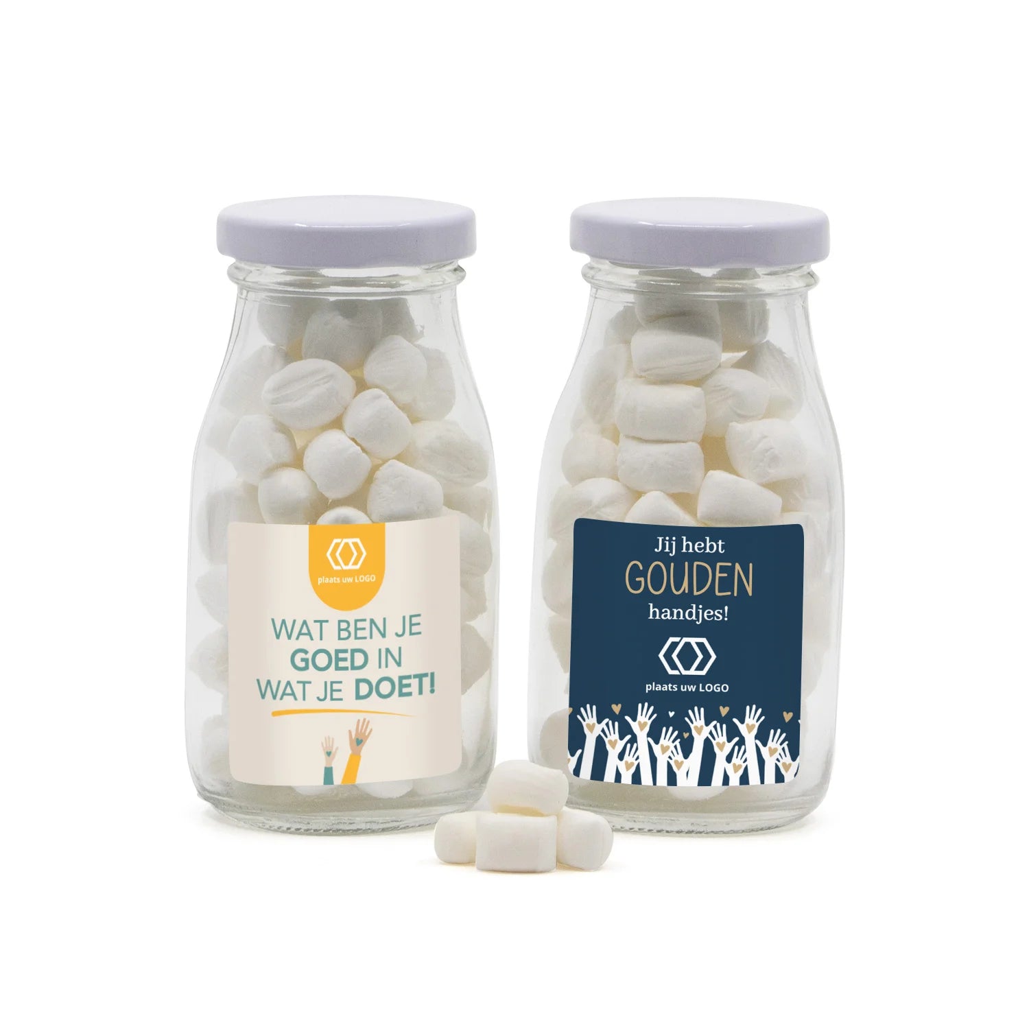 Glazen melkflesje met snoep - Zakelijk