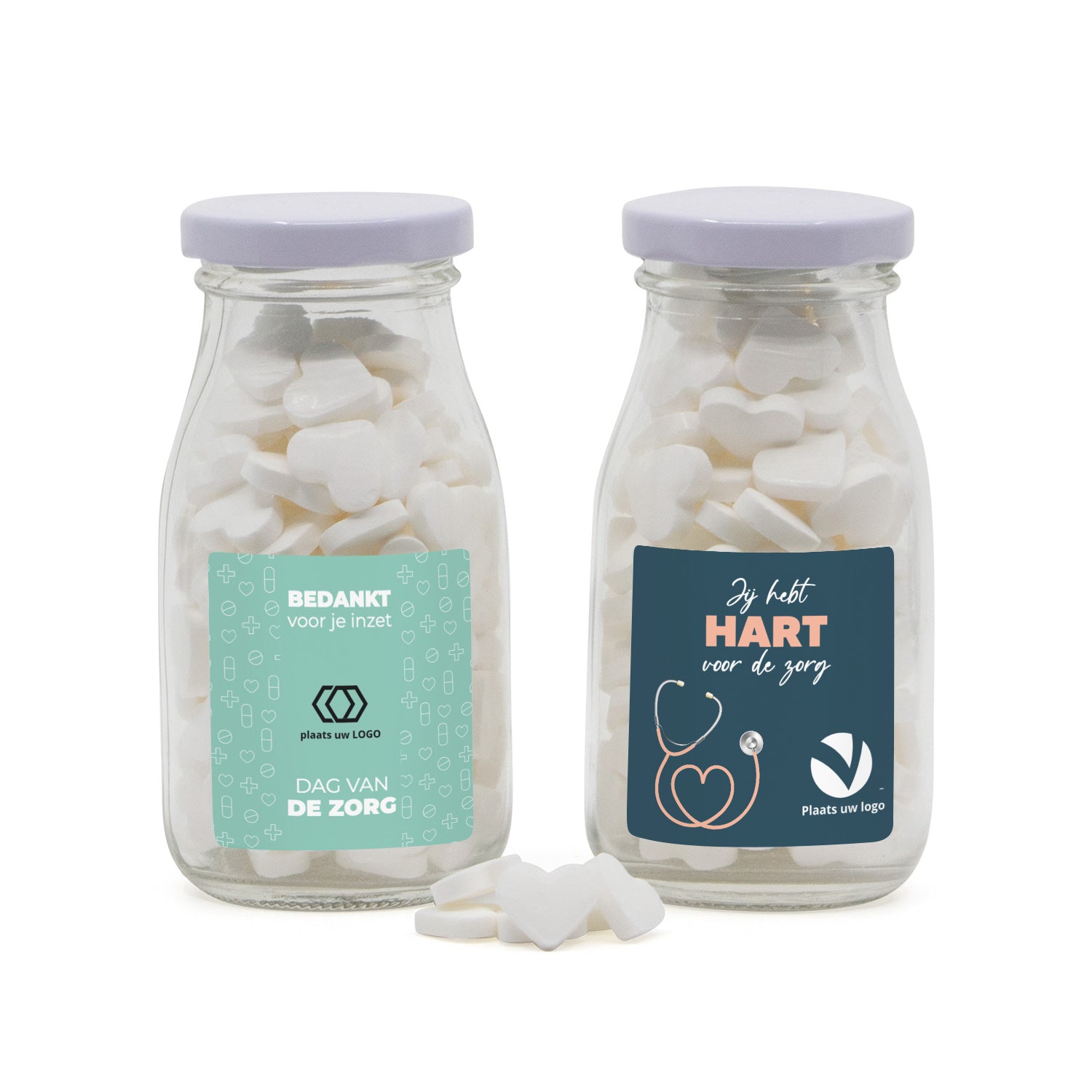 Glazen melkflesje met snoep - Verpleging