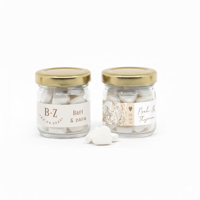 Mini glazen potje met snoep - Trouwen