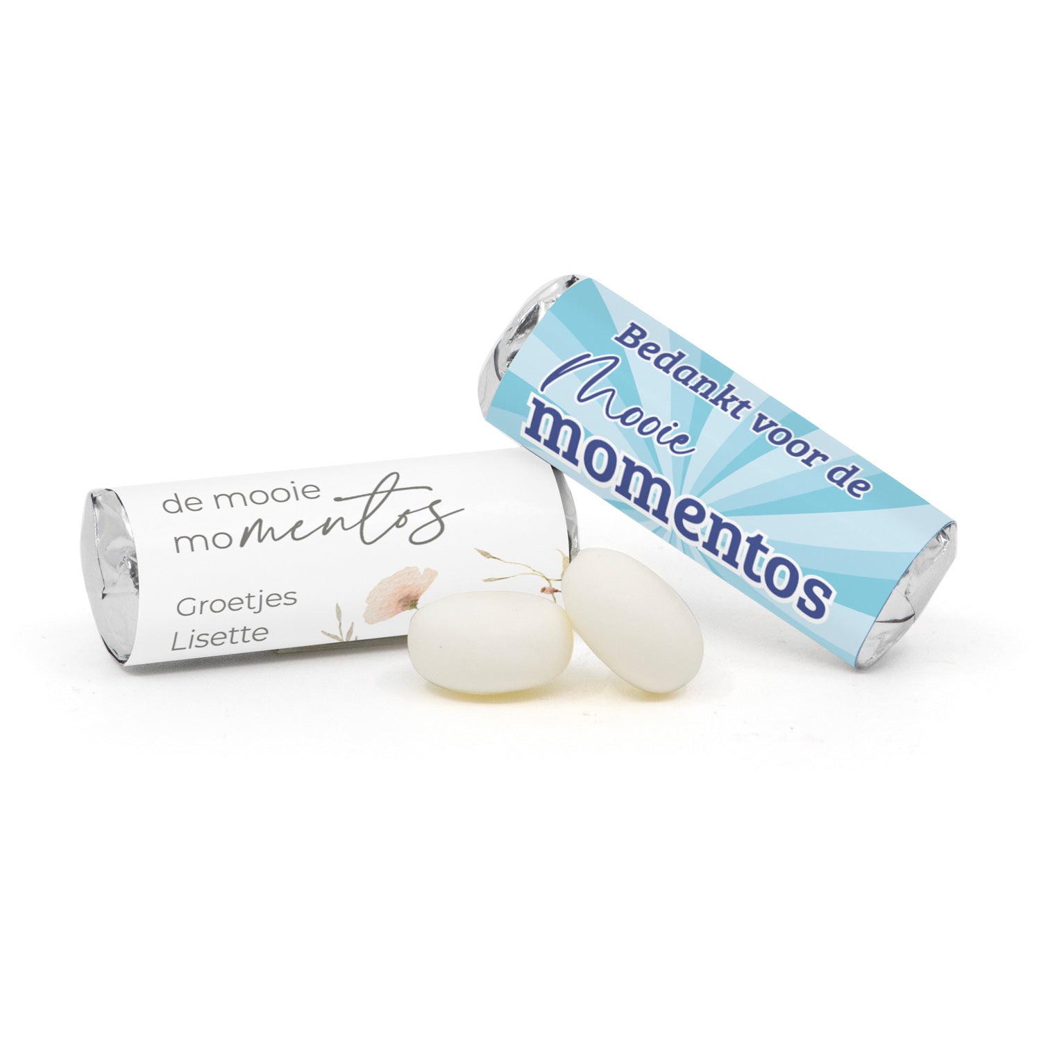 Mini Mentos rolletjes (25 stuks) eigen etiket - Afscheid Collega's