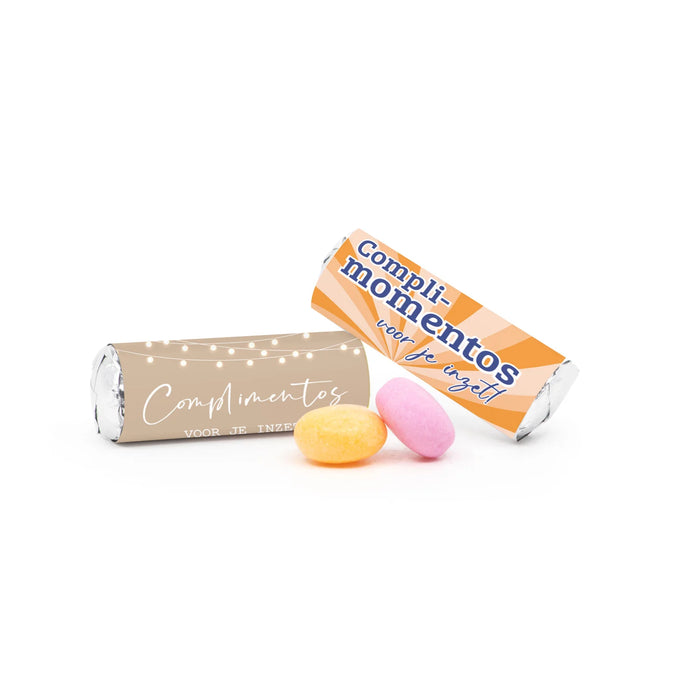 Mini Mentos rolletjes (25 stuks) eigen etiket - Vrijwilliger