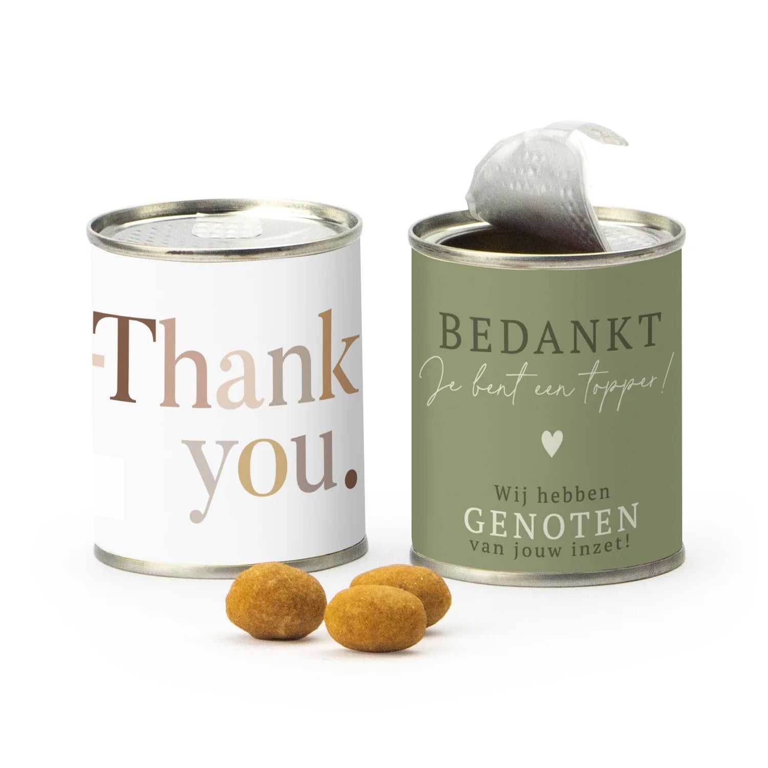 Blikje borrelnootjes met logo - Vrijwilliger - Bedankjes.nl