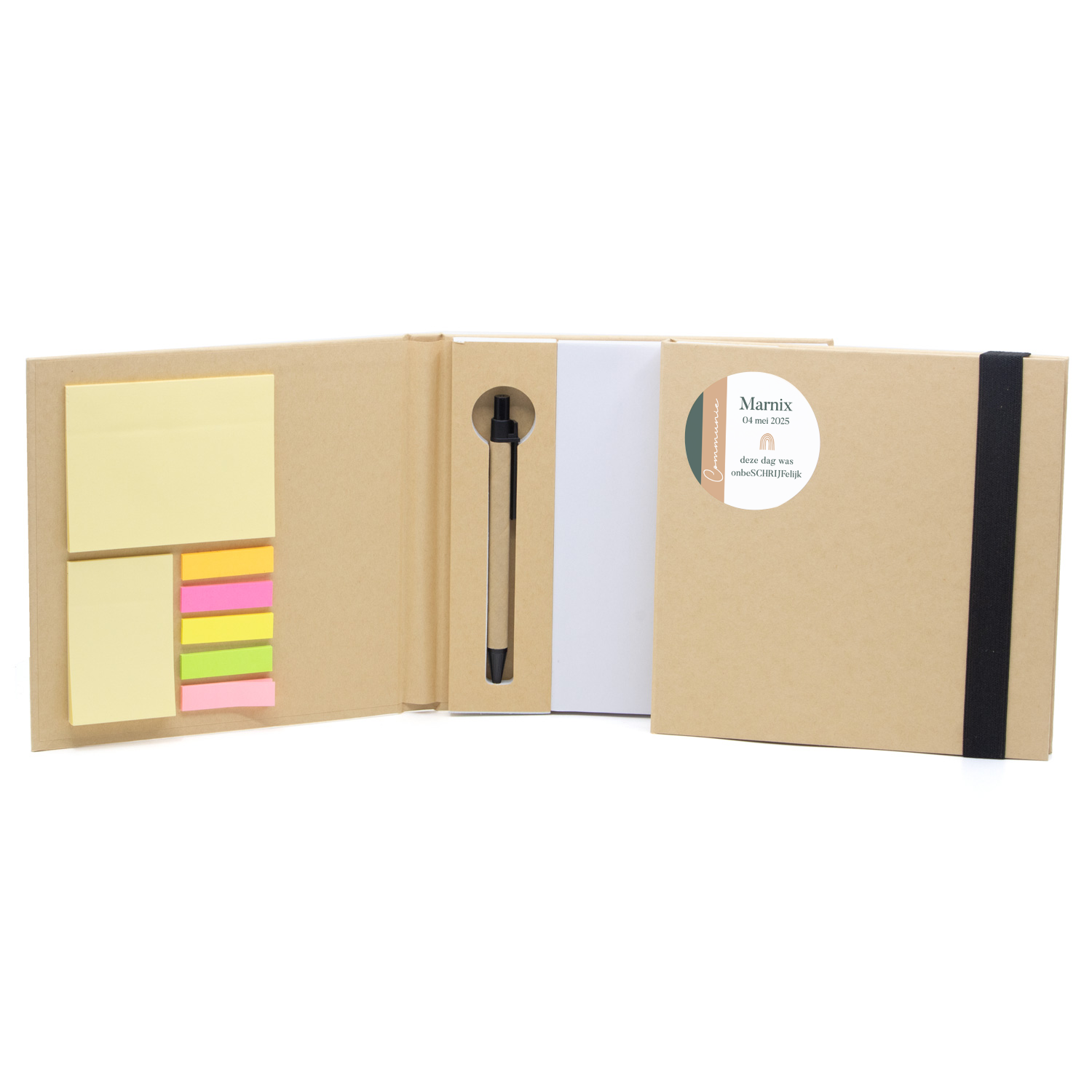 Notebook met memo set & pen - Communie jongens - Bedankjes.nl
