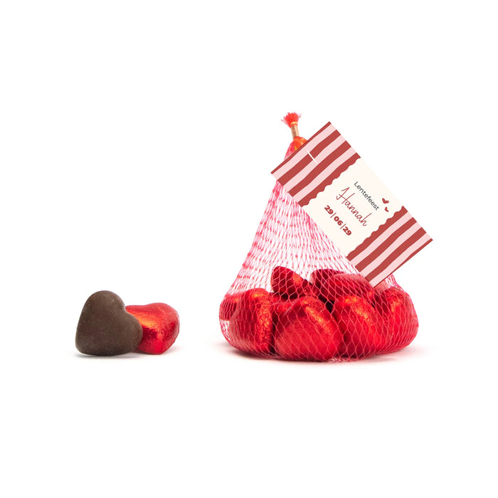 Chocolade hartjes met kaartje - Communie meisjes