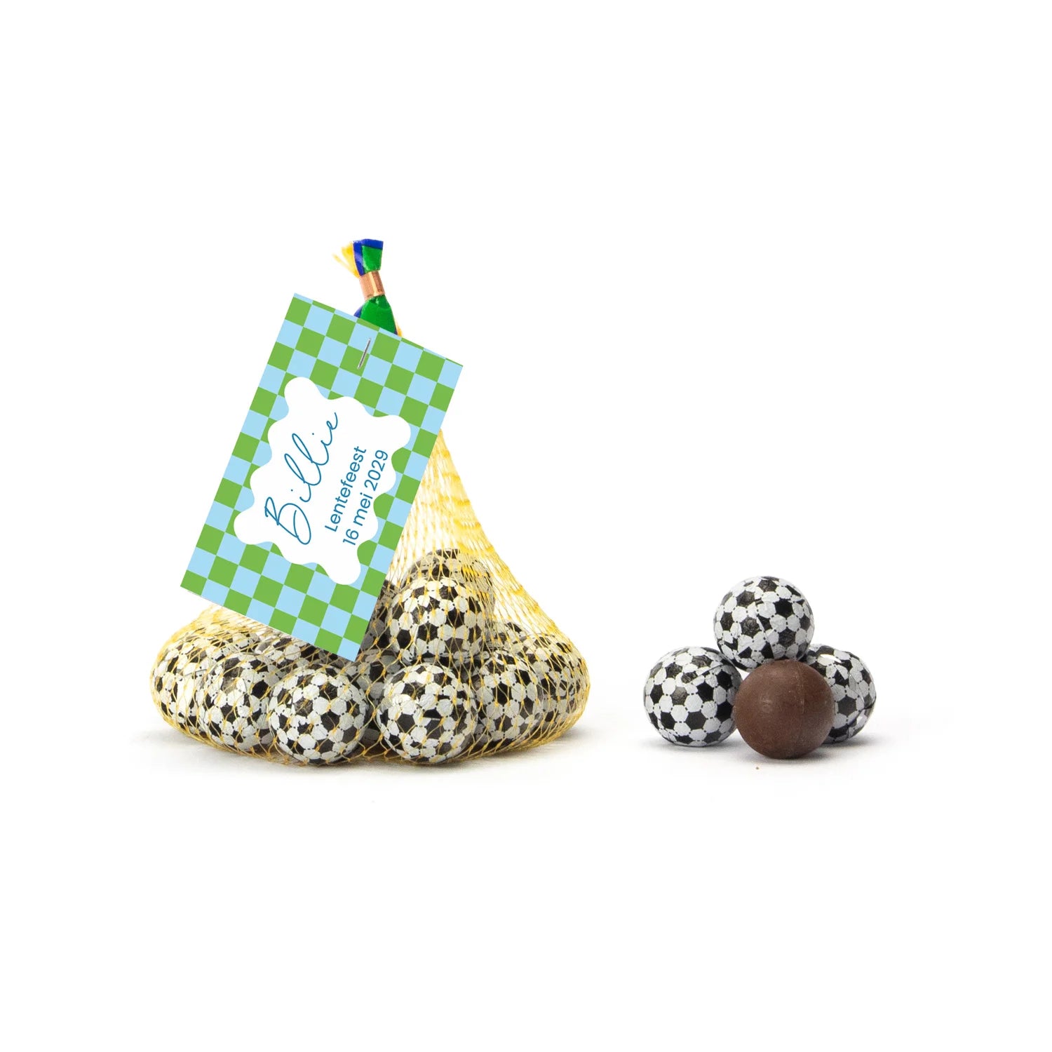 Chocolade voetballen met kaartje - Communie jongens