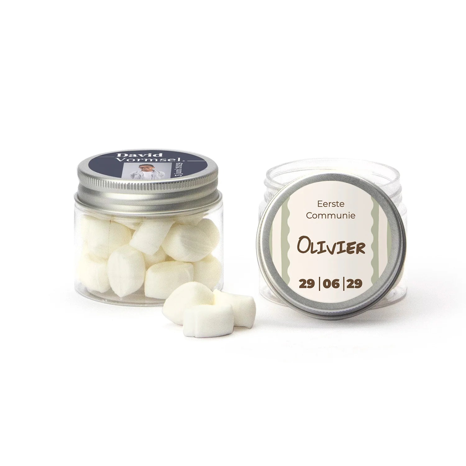 Mini potje met snoepjes - Communie jongens