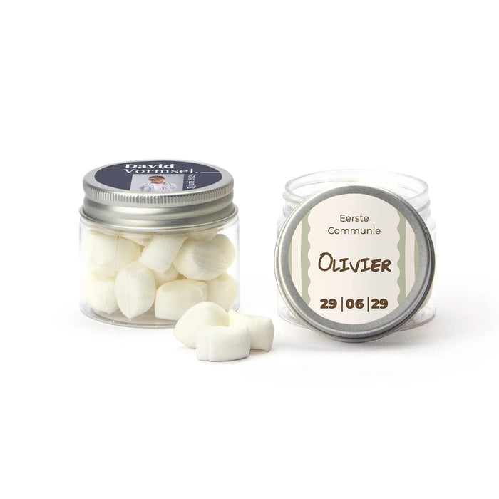 Mini potje met snoepjes - Communie jongens