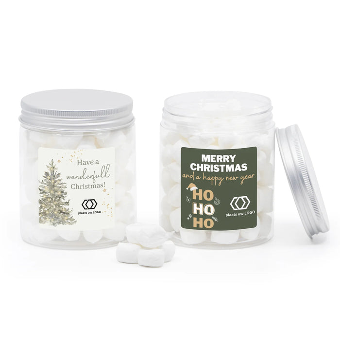 Snoeppotje groot met eigen etiket - Kerst