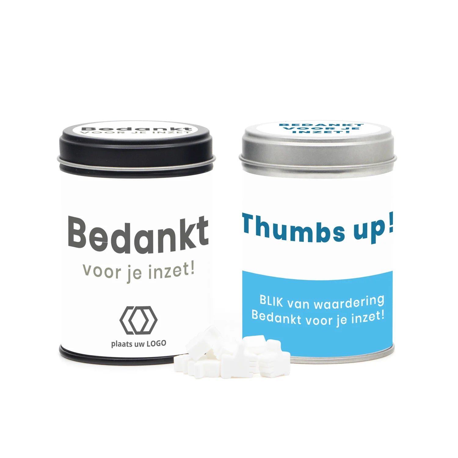 Blik met snoep en eigen wikkel - Zakelijk - Bedankjes.nl