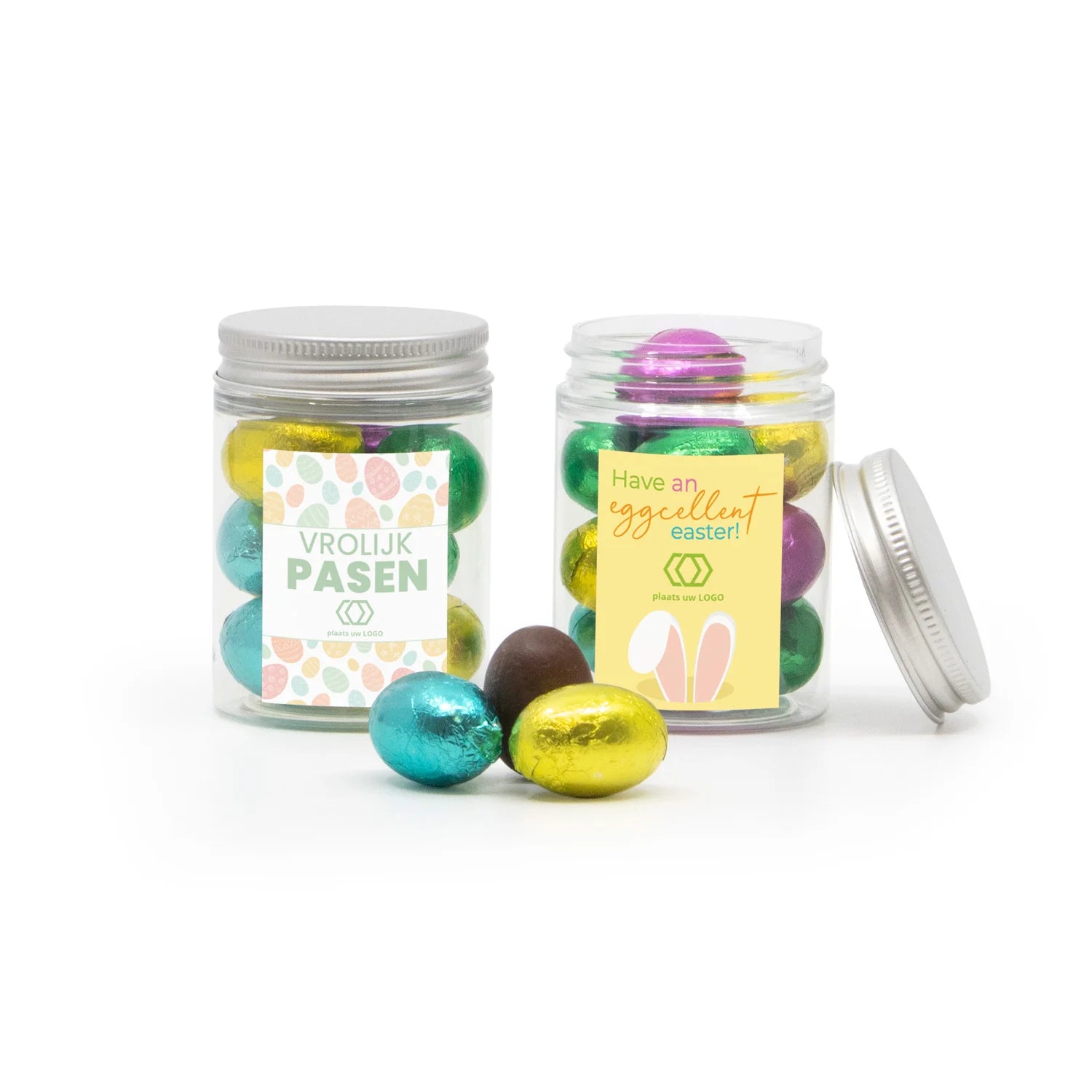 Potje met paaseitjes met eigen etiket - Pasen - Bedankjes.nl