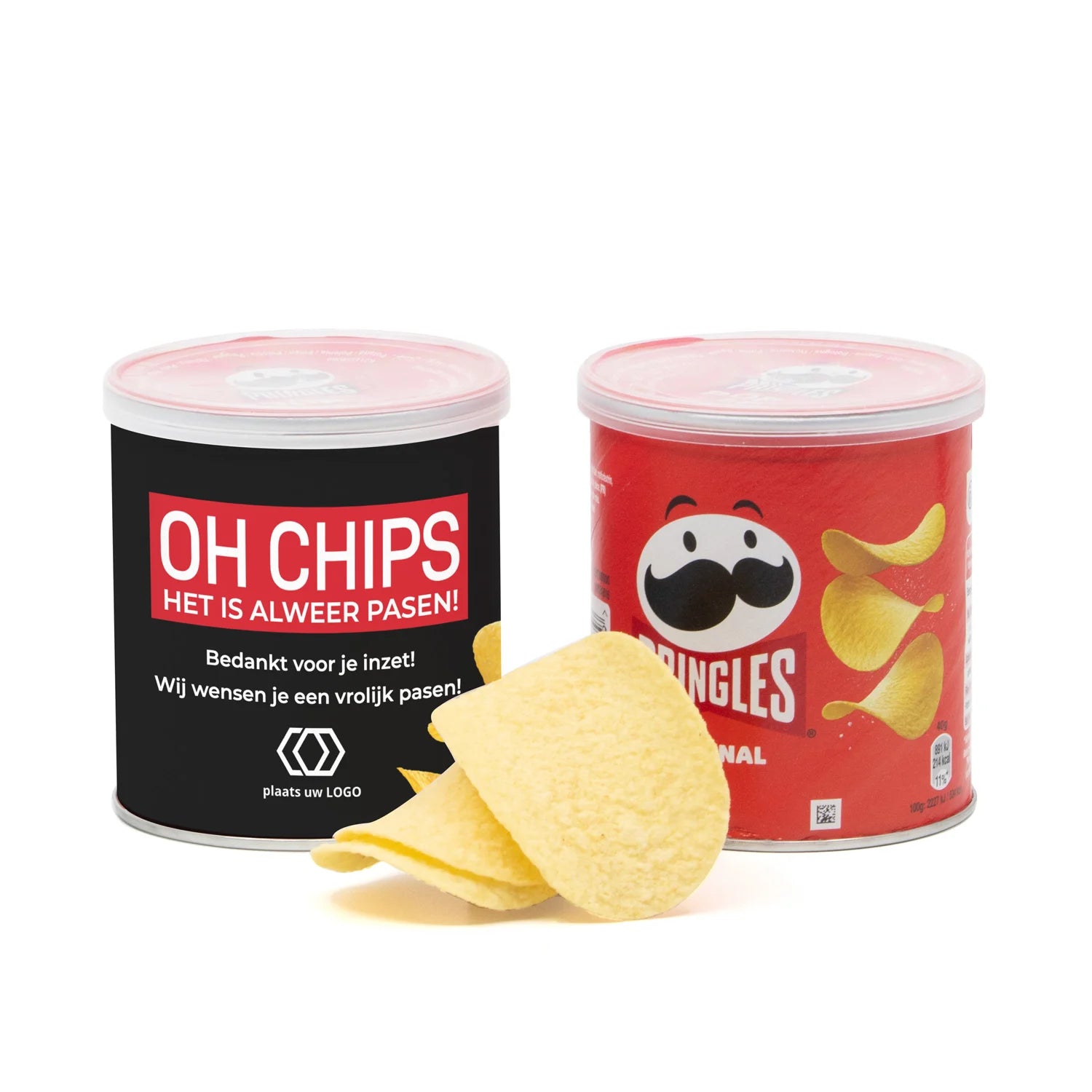 Pringles chipsblikje met eigen wikkel 40 gram - Pasen - Bedankjes.nl