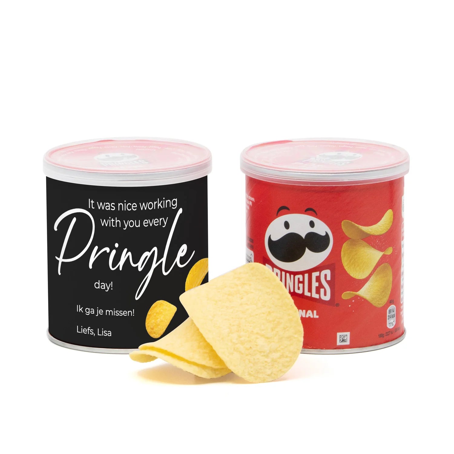 Pringles chipsblikje met eigen wikkel 40 gram - Afscheid Collega