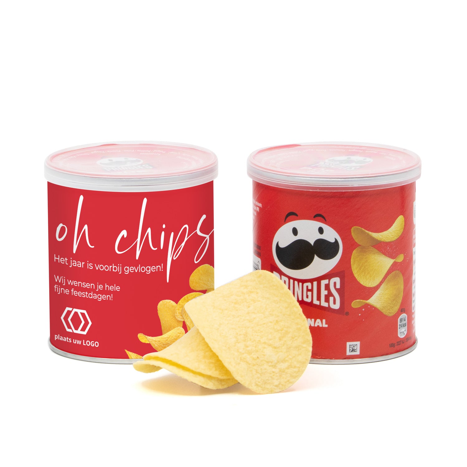 Pringles chipsblikje met eigen wikkel 40 gram - Kerst - Bedankjes.nl