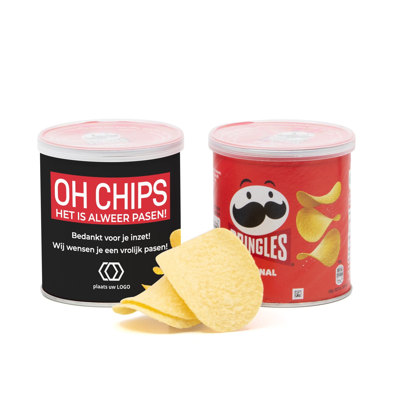 Pringles chipsblikje met eigen wikkel 40 gram - Pasen - Bedankjes.nl