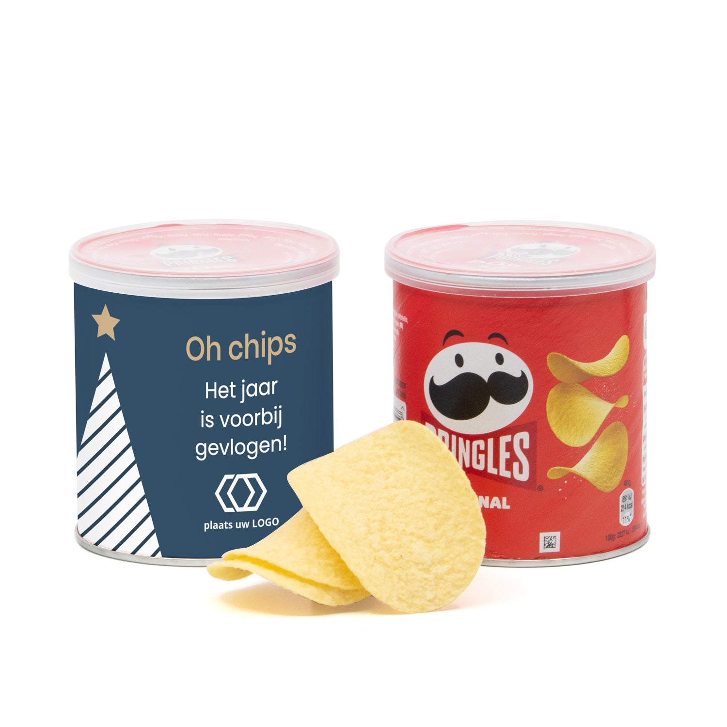 Pringles chipsblikje met eigen wikkel 40 gram - Kerst - Bedankjes.nl