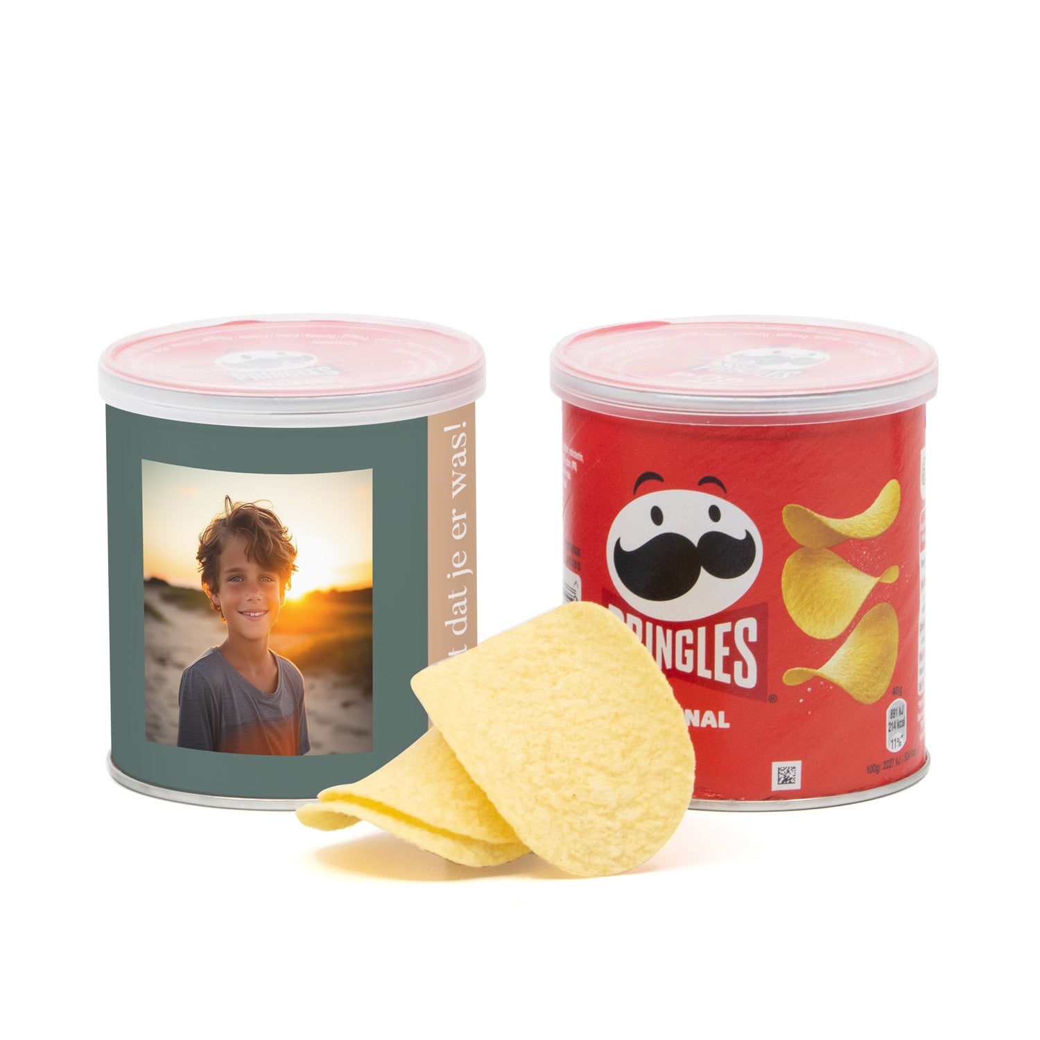 Pringles chipsblikje met eigen wikkel 40gram - Communie Jongens - Bedankjes.nl